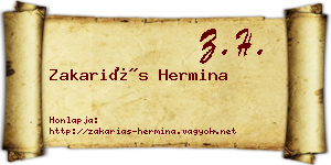 Zakariás Hermina névjegykártya